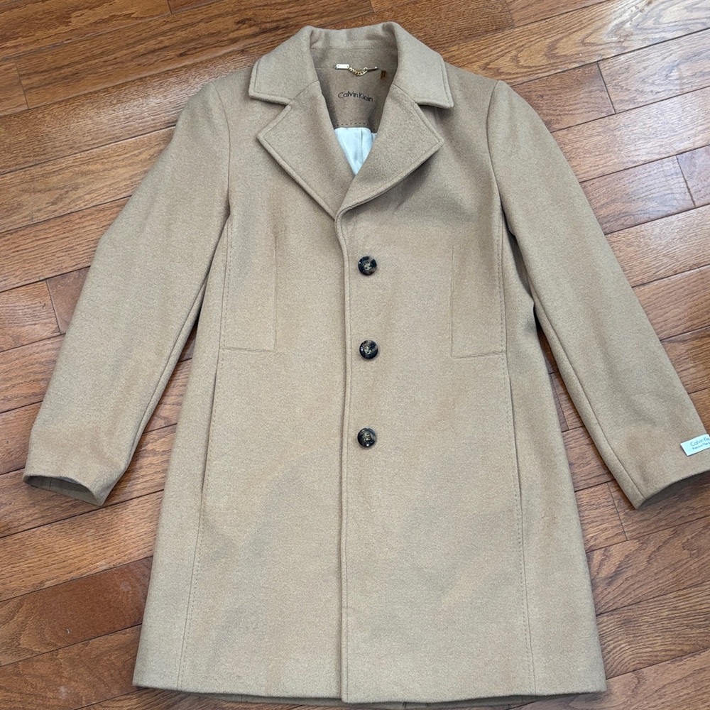 Calvin Klein Camel Women’s Coat with Buttons, size 10P